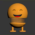 Cute Orange Smiling Emoji Decorative Toy With Spring Body And Small Feet