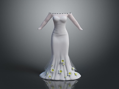 Modern Dress Wedding Dress Wedding Dress Evening Dress 3d model