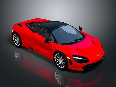 Red Sports Car Featuring Black Roof Silver Wheels and Sleek Aerodynamic Body Design 3d model