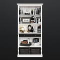 Modern Multi Tiered Storage Shelf Unit With Books Decorative Items And Drawers 3d model