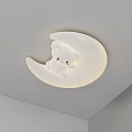 Cute Moon Shaped Ceiling Light for Kids Room with Bear Design Decor 3d model
