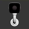 White Desktop Computer Camera With Black Lens Mounted Stand And Dark Surface Design 3d model