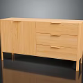 Wooden Sideboard with Minimalist Design Featuring Cabinets and Drawers on Slim Legs