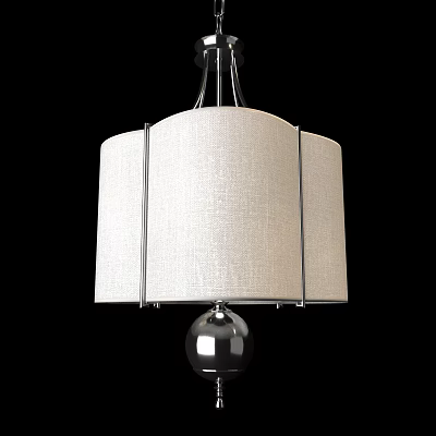 Modern Minimalist Chandelier With Linen Fabric Shade And Chrome Base Design 3d model