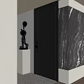 Modern Metal Security Door Design With Marble Wall And Sculpture Decoration
