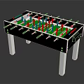 Modern Foosball Table With Green Playing Field Blue Red Players White Frame And Silver Legs