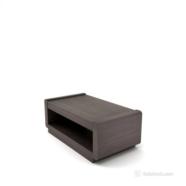 Modern Dark Wood Sofa And Coffee Table Set With Simple Design And Open Storage 3d model 