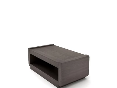 Modern Dark Wood Sofa And Coffee Table Set With Simple Design And Open Storage 3d model