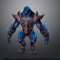 Fantasy Armored Creature With Blue Glowing Claws And Pink Exoskeleton In Mythical Monster Design