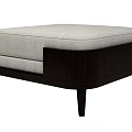 Modern Gray Upholstered Ottoman with Dark Wooden Frame and Sleek Design