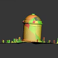 Historic Ancient Stone Dome Architectural Model Featuring Surrounding Grass And Monuments