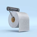 Soft Textured Toilet Paper Roll On Metal Holder For Home Bathroom Use