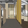 Public Office Space with Circular Bookshelves Filled with Books and Natural Light from Windows