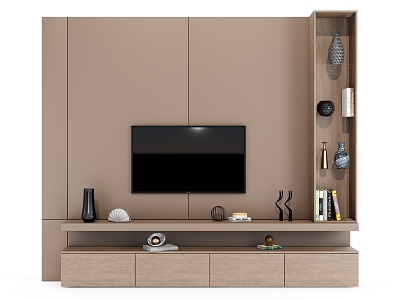 Silent TV background wall floor TV cabinet 3d model