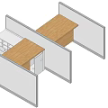 Partitioned Office Workstations With Wooden Desks White Drawer Cabinets And Transparent Divider Panels