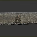 Architectural Model Featuring Ruined Stone Wall With Ground Debris And Broken Stones