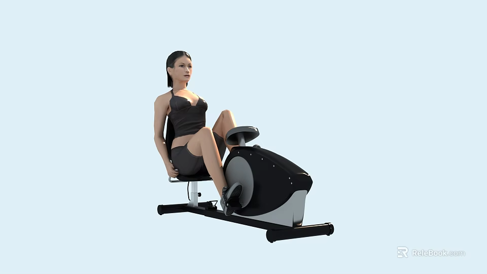 Fictional Game or Movie Character Working Out On Rowing Exercise Machine 3d model 