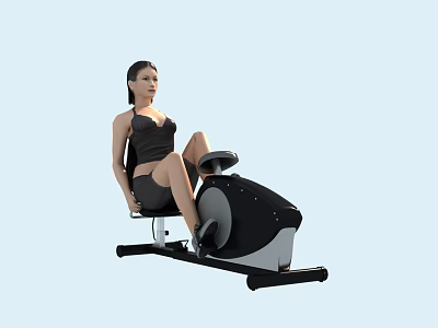 Fictional Game or Movie Character Working Out On Rowing Exercise Machine 3d model