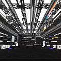 Futuristic CITY WEEKLY Event Venue Interior With Blue Lighting And Large Screens