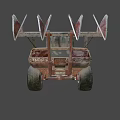 Rusty Modified Post Apocalyptic Car With Weapon Large Tires And Armored Design