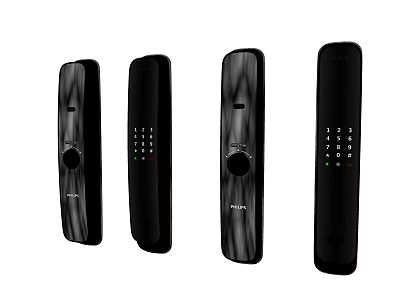 Smart Door Handles With Electronic Keypad Different Black Designs For Home Security 3d model