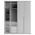 Modern Gray Wardrobe With Multiple Shelves Drawers And Cabinet Doors