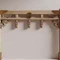Traditional Chinese Wooden Architectural Component With Carved Dragon Motifs And Hanging Lanterns