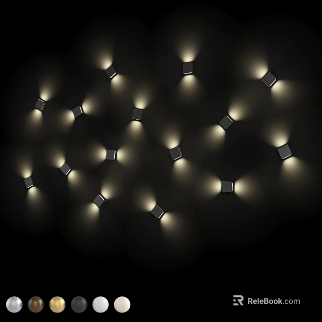 Modern Wall Lamps Glowing On Dark Background With Stylish Interior Lighting 3d model 
