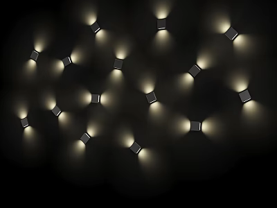 Modern Wall Lamps Glowing On Dark Background With Stylish Interior Lighting 3d model