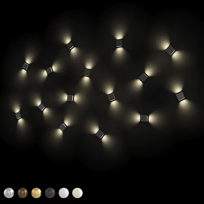 Modern Wall Lamps Glowing On Dark Background With Stylish Interior Lighting 3d model