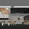 PK Tea Milk Tea Shop Interior With Brick Wall Bar Counter And Wooden Tables Chairs