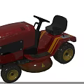 Red Agricultural Lawn Tractor with Steering Wheel Black Seat Yellow Wheels and Mowing Deck
