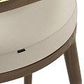 Modern Comfortable Leisure Chair With Beige Upholstered Seat Wooden Frame And Curved Armrest Design