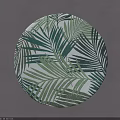 Round Carpet With Green And White Palm Leaf Pattern For Home Interior Decor 3d model