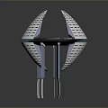 Futuristic Metallic Structure With Streamlined Design Transparent Top And Support Legs