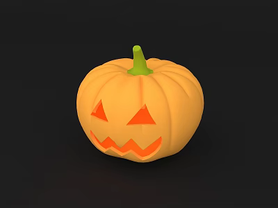 Illuminated Pumpkin Shaped Decorative Light with Carved Face Design and Orange Glow for Halloween Decoration 3d model