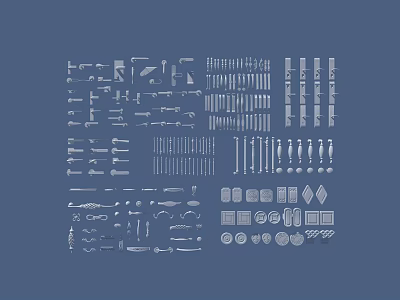 Collection of Different Door Handles with Various Designs and Accessories 3d model