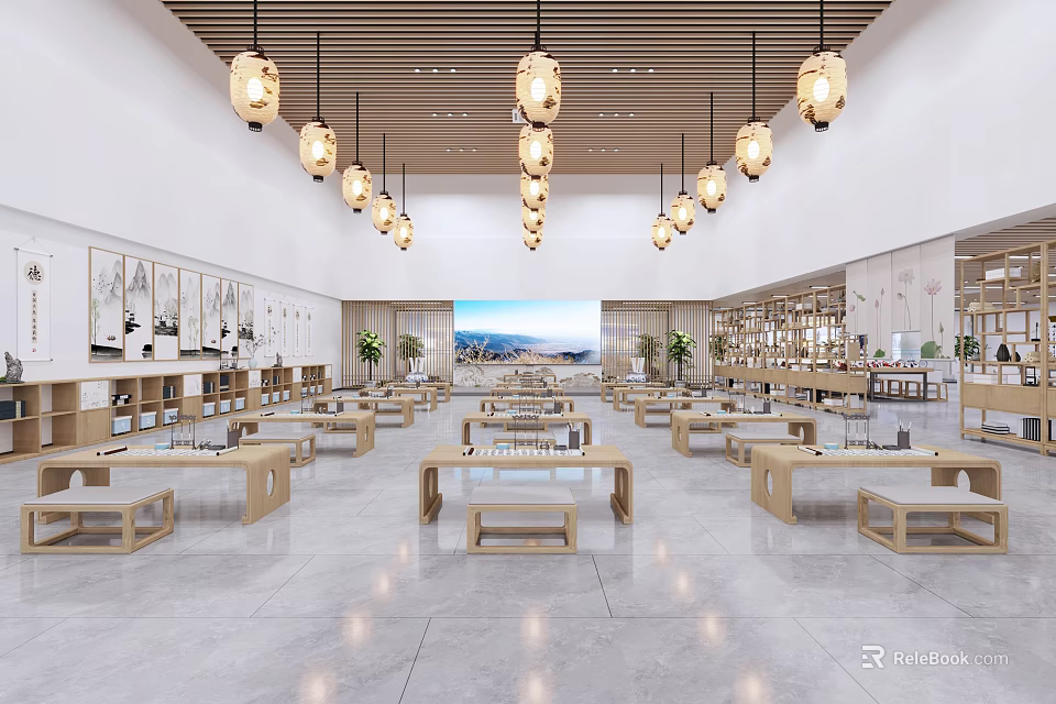 School Interior Featuring Spacious Layout Bright Lighting And Traditional Decor 3d model