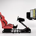Entertainment Electronics Racing Game Simulator with Steering Wheel Pedals and Multiple Monitors 3d model