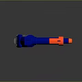 NERF Toy Gun With Blue White Body And Orange Nozzle Grip Design