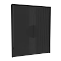 Modern Minimalist Double Doors with Vertical Stripes and Circular Metallic Accents
