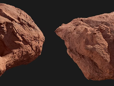 Rough Red Stones and Natural Wood Elements in Textured Material Showcase 3d model
