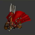 Bearded Man Warrior Holding Large Axe Wearing Red Cape And Armor 3d model