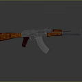 Classic Rifle Weapon With Wooden Stock Metal Components And Red Grip