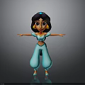 Animated Princess Character With Long Black Hair Blue Outfit And Outstretched Arms
