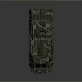 Military Camouflage Tank With Turret And Wheels In Side View Design