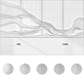 Modern Wall Design With Wave Lines Lighting And Marble Base Wood Color Samples