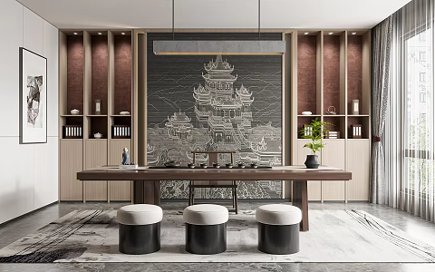 New Chinese Tea Room 3d model