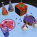 Delicious Birthday Food Spread with Ice Cream Desserts Cookies Milk and Colorful Candies