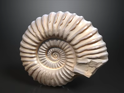Natural Ammonite Fossil With Spiral Texture And Intricate Shell Design 3d model